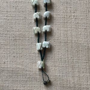 9 Jade Hand carved Elephants Necklace, Asian, Figurines, Sculptures, Art Deco